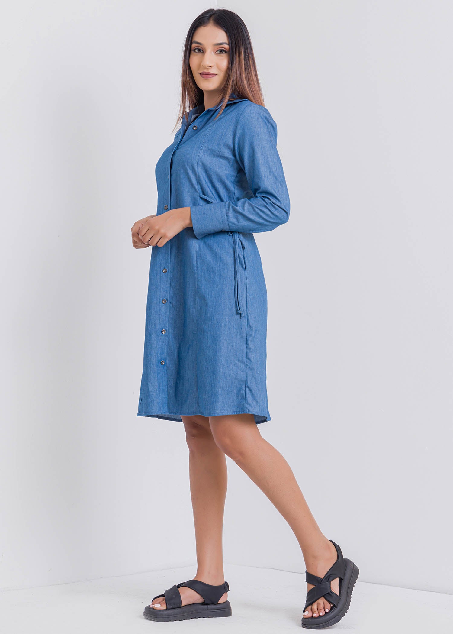 Shirt Dress With Side Tie Detail