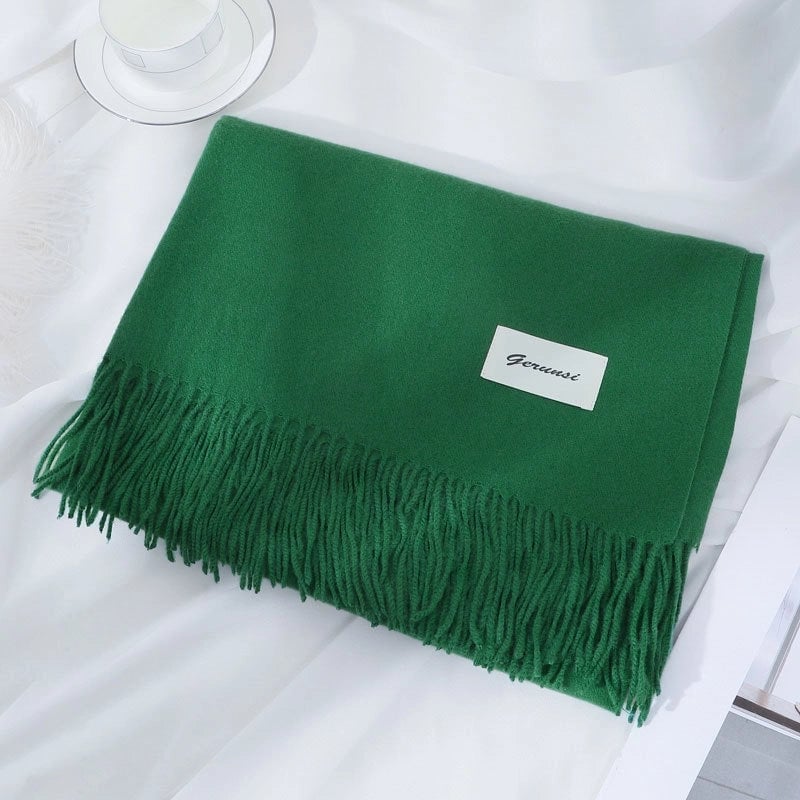 Women's Minimalist Solid Color Imitation Cashmere Tassel Scarf