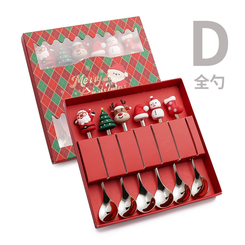 Christmas Cute Christmas Tree Santa Claus Star 304 Stainless Steel PVC Tableware 1 Piece