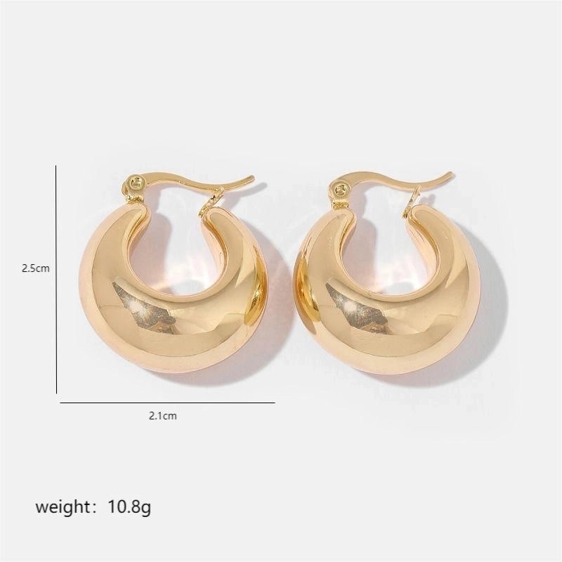 1 Pair Minimalist Solid Color Commute Geometric Semicircle Circle Plating Stainless Steel 18K Gold Plated Earrings