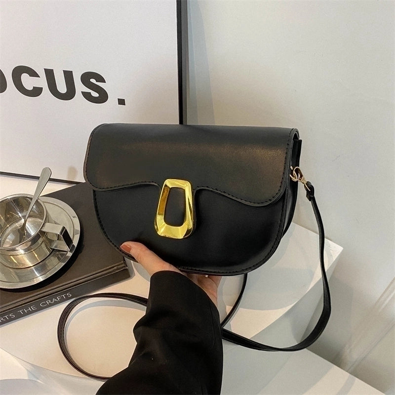 Women's Pu Leather Solid Color Elegant Flip Cover Shoulder Bag