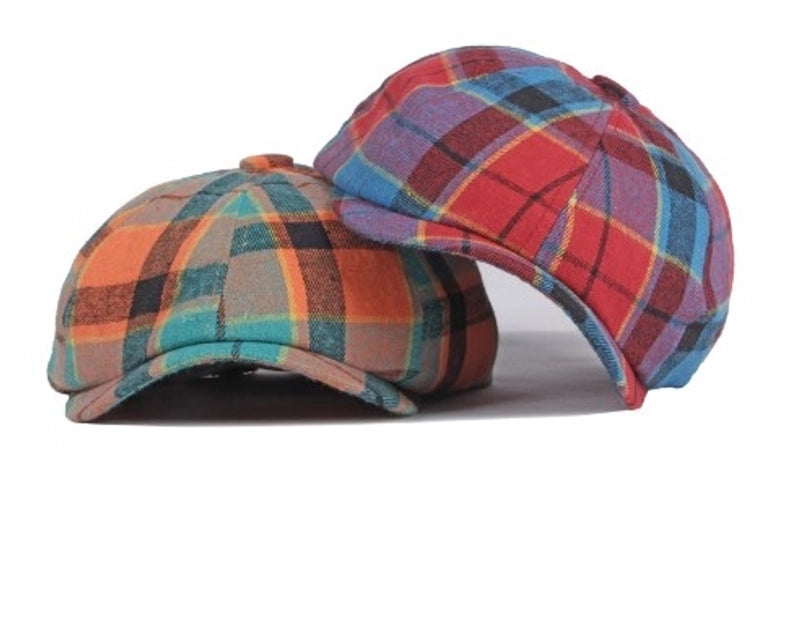 Men's Basic Retro British Style Plaid Curved Eaves Beret Hat