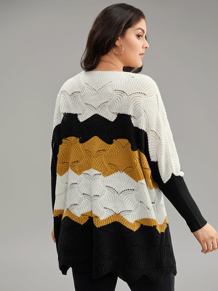 Contrast Cut Out Batwing Sleeve Pullover