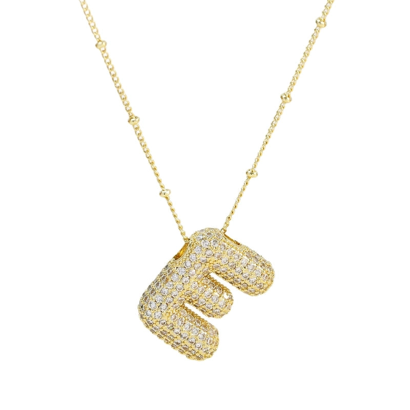 Europe And America  Hot Sale Fashion 26 English Letters Pendant Necklace Copper Micro Inlaid Zircon Balloon Letter Collarbone Necklace Choker Pendant