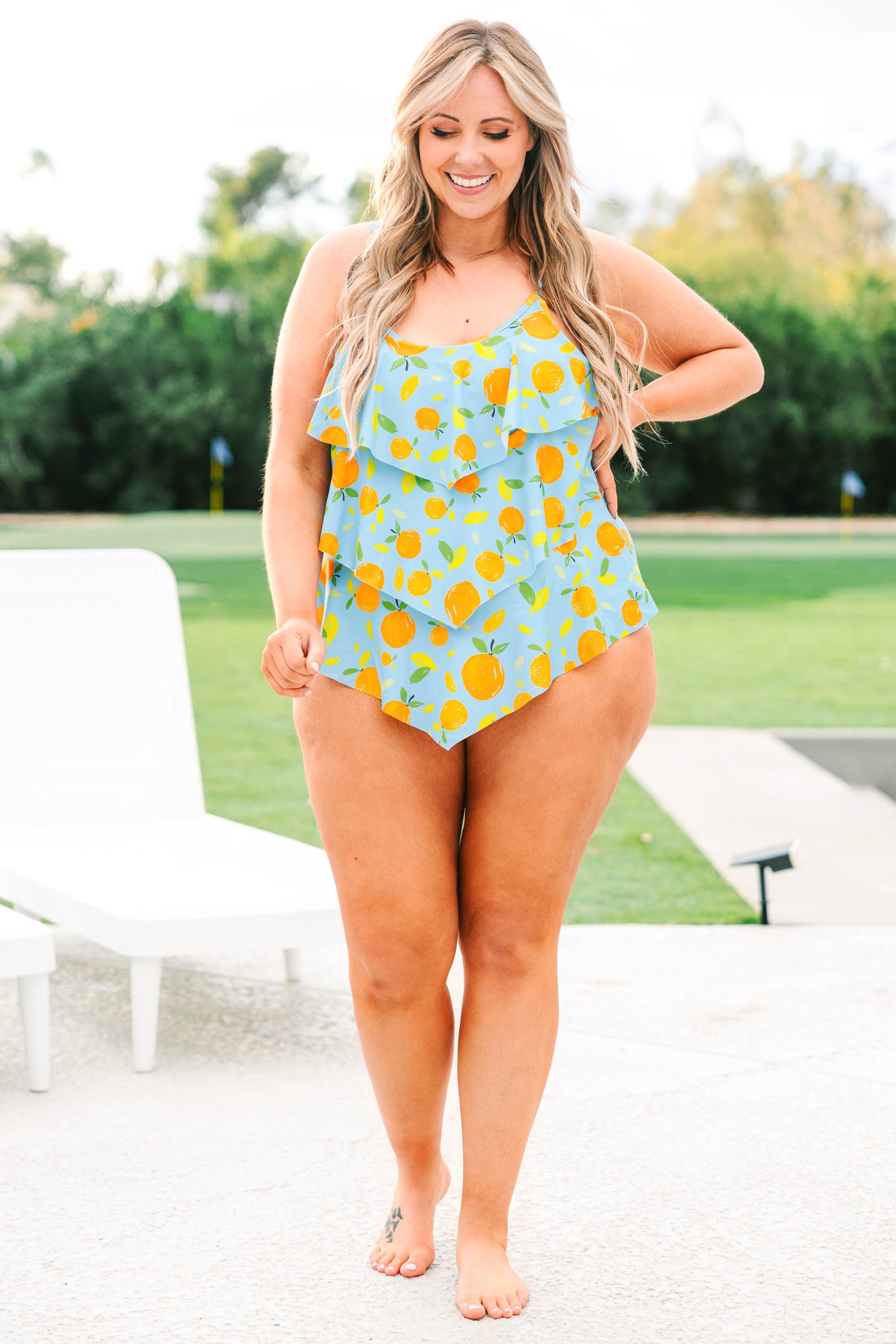 Summertime's Calling Swimsuit. Orange Citrus