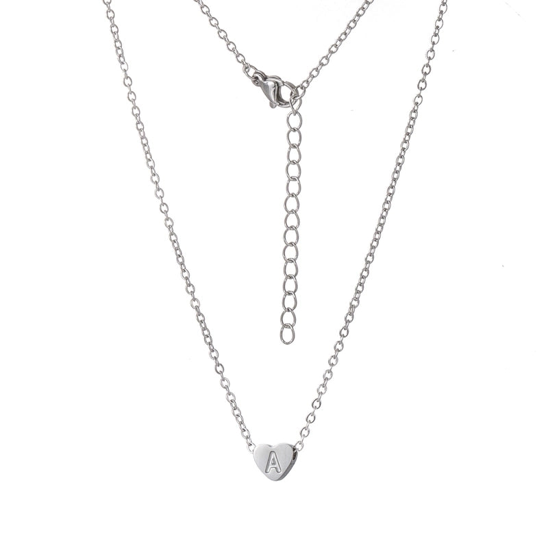 Stainless Steel Titanium Steel 18K Gold Plated Minimalist Letter Heart Shape None Pendant Necklace