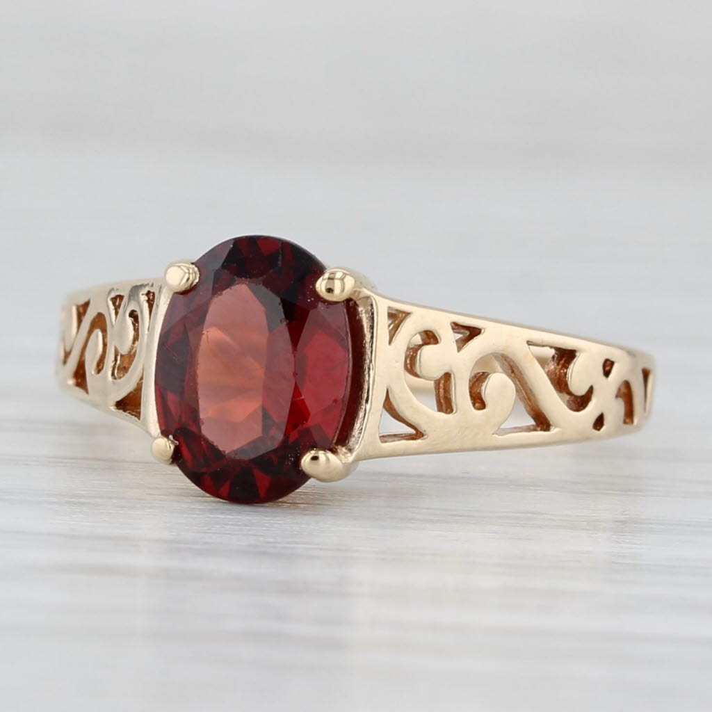 1.38ct Oval Garnet Solitaire Ring 10k Yellow Gold Size 6.5