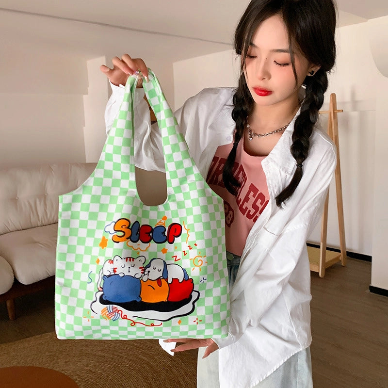 Women's Large Polyester Animal Letter Elegant Cute Streetwear Square Magnetic Buckle Tote Bag