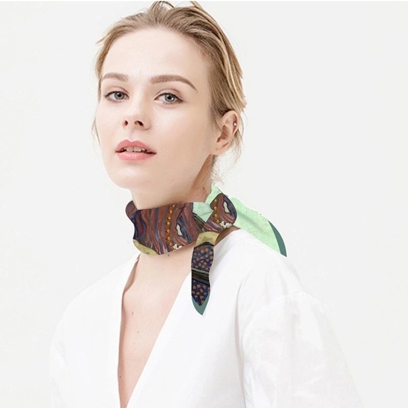 Women's Elegant Oil Painting Polyester Silk Scarf