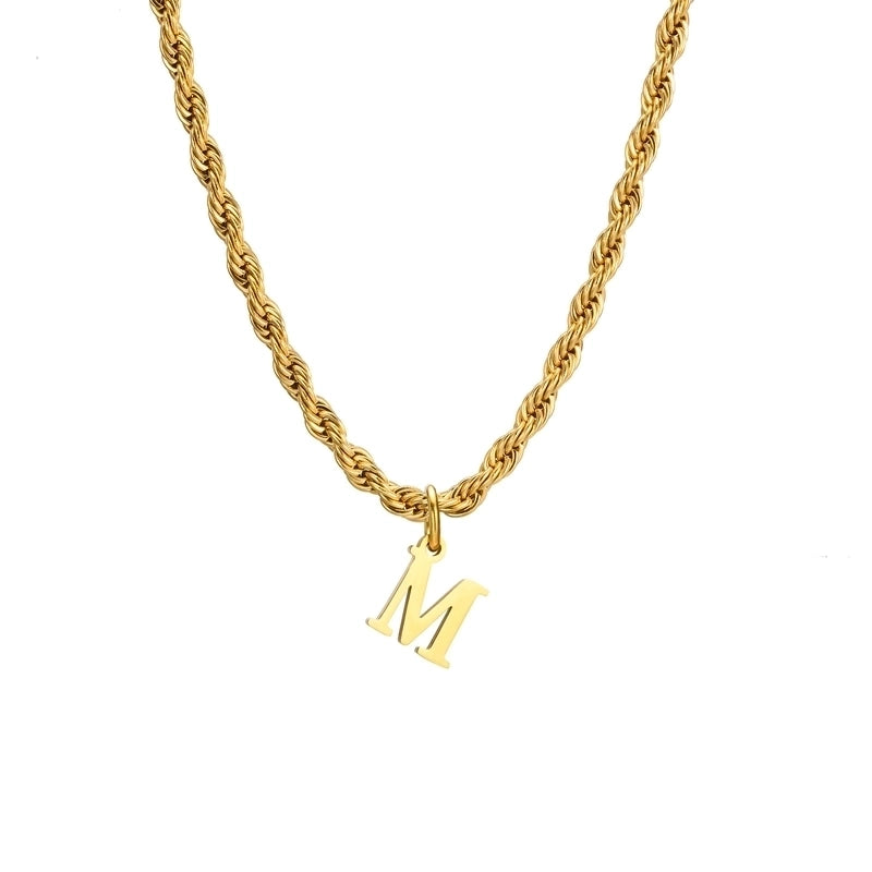 Minimalist Letter Stainless Steel Gold Plated Pendant Necklace