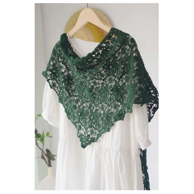 Cotton Handmade Crochet Triangle Scarf Spring And Summer Women's Solid Color Hollow-out Air-conditioning Room Neck Protecting Shawl Dual-purpose Scarf