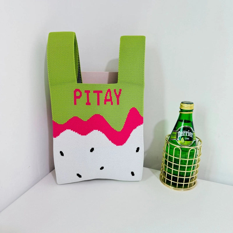 Women's Small Polyester Letter Fruit Cute Square Open Handbag