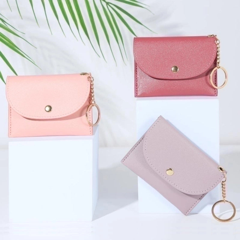 Women's Pu Leather Solid Color Sweet Square Zipper Buckle Coin Purse