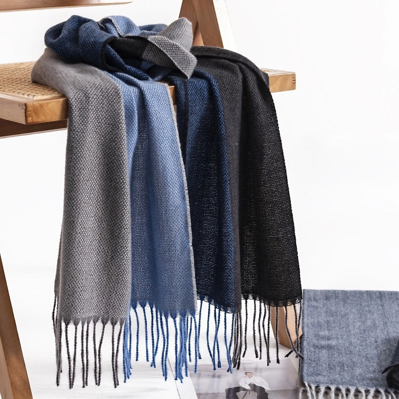Plaid Color Matching Men's Cashmere Scarf Winter Fashion Commuter Neck Protection Scarf High-grade Warm Lengthened Shawl