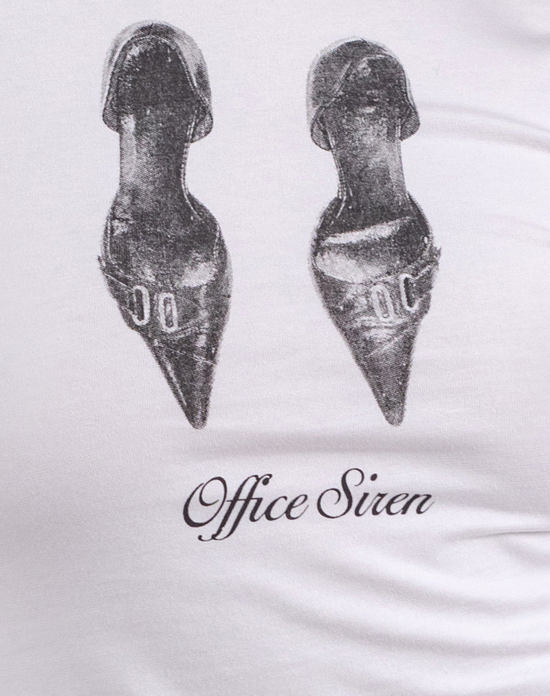 Sutin Tee in White with Office Siren Print