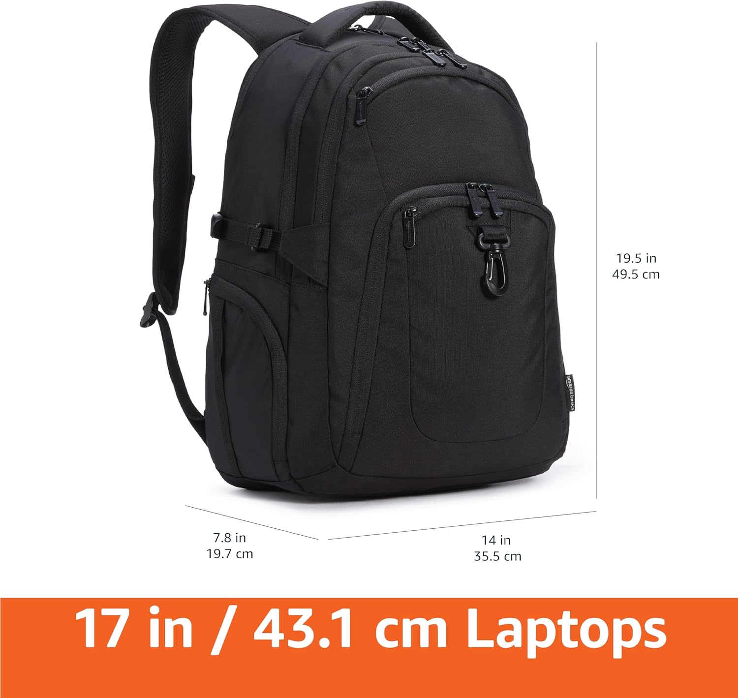 Amazon Basics Travel Laptop Backpack for 17 inch Laptop, Black