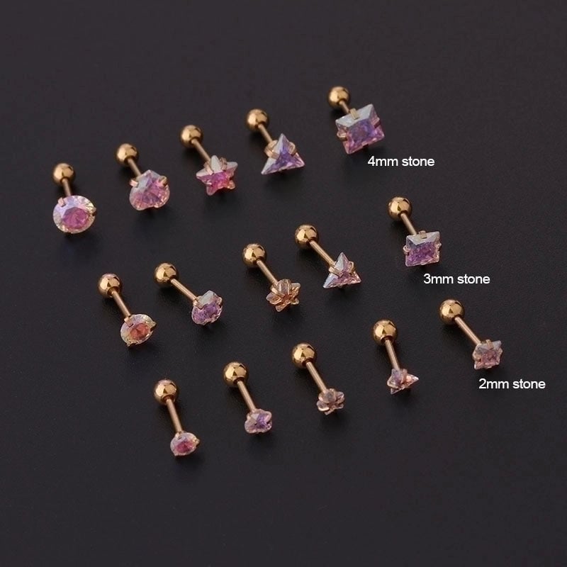 Ear Cartilage Rings & Studs Minimalist Geometric 316L Stainless Steel  Plating