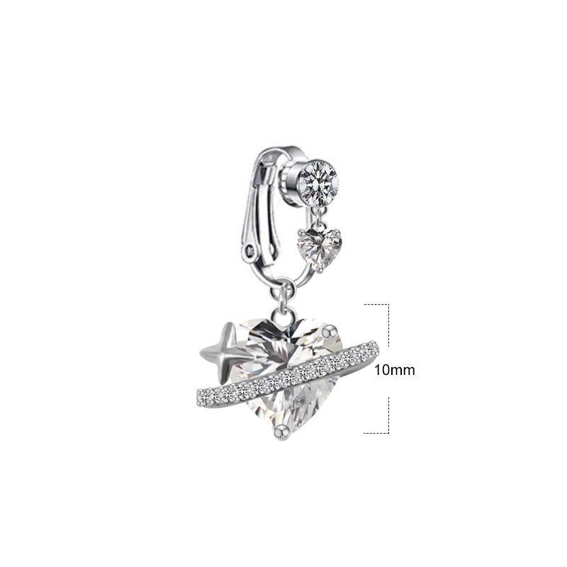 Cute Wedding Bridal Star Heart Shape Stainless Steel Alloy Copper Plating Inlay Artificial Crystal Agate Zircon 14k Gold Plated Silver Plated Belly Ring