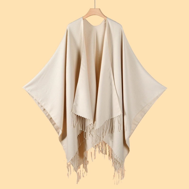 Women's Streetwear Color Block Solid Color Polyester Tassel Shawl