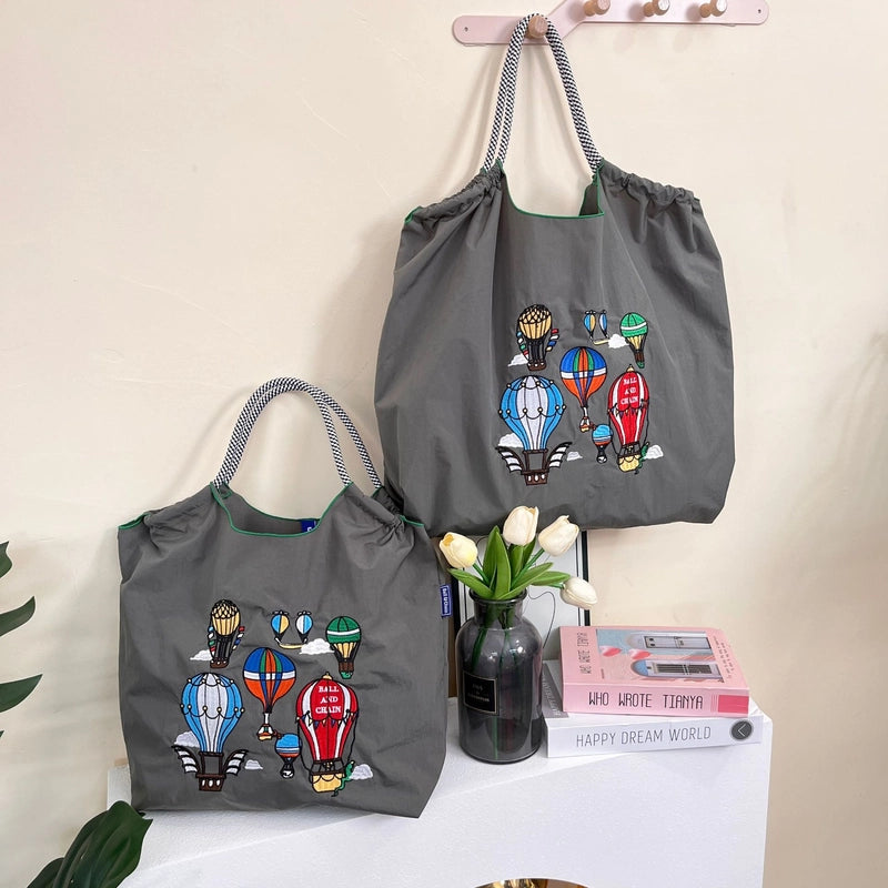 Women's Cute Printing Hot Air Balloon Nylon Shopping Bags