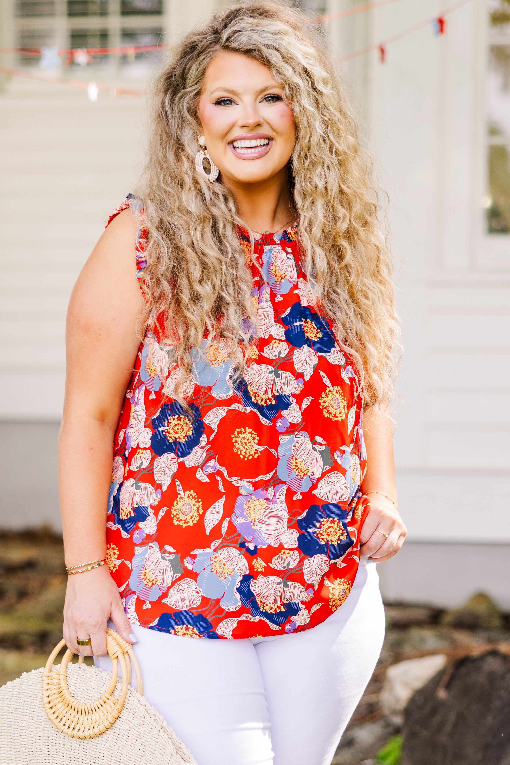 Bold Botanic Top. Red