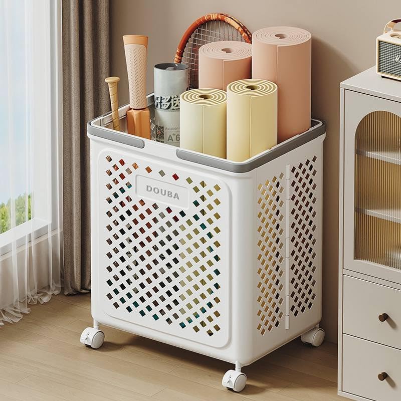 Foldable Laundry Basket with Wheels. Laundry Basket Bathroom Storage Organizer