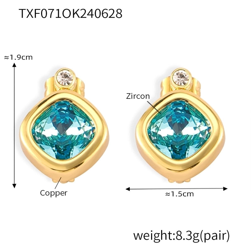 Minimalist Quadrilateral 304 Stainless Steel 18K Gold Plated Plating Earrings Necklace Jewelry Set