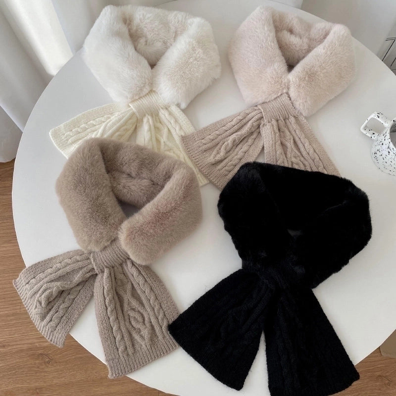 Women's Elegant Solid Color Cotton Blend Plush Scarf