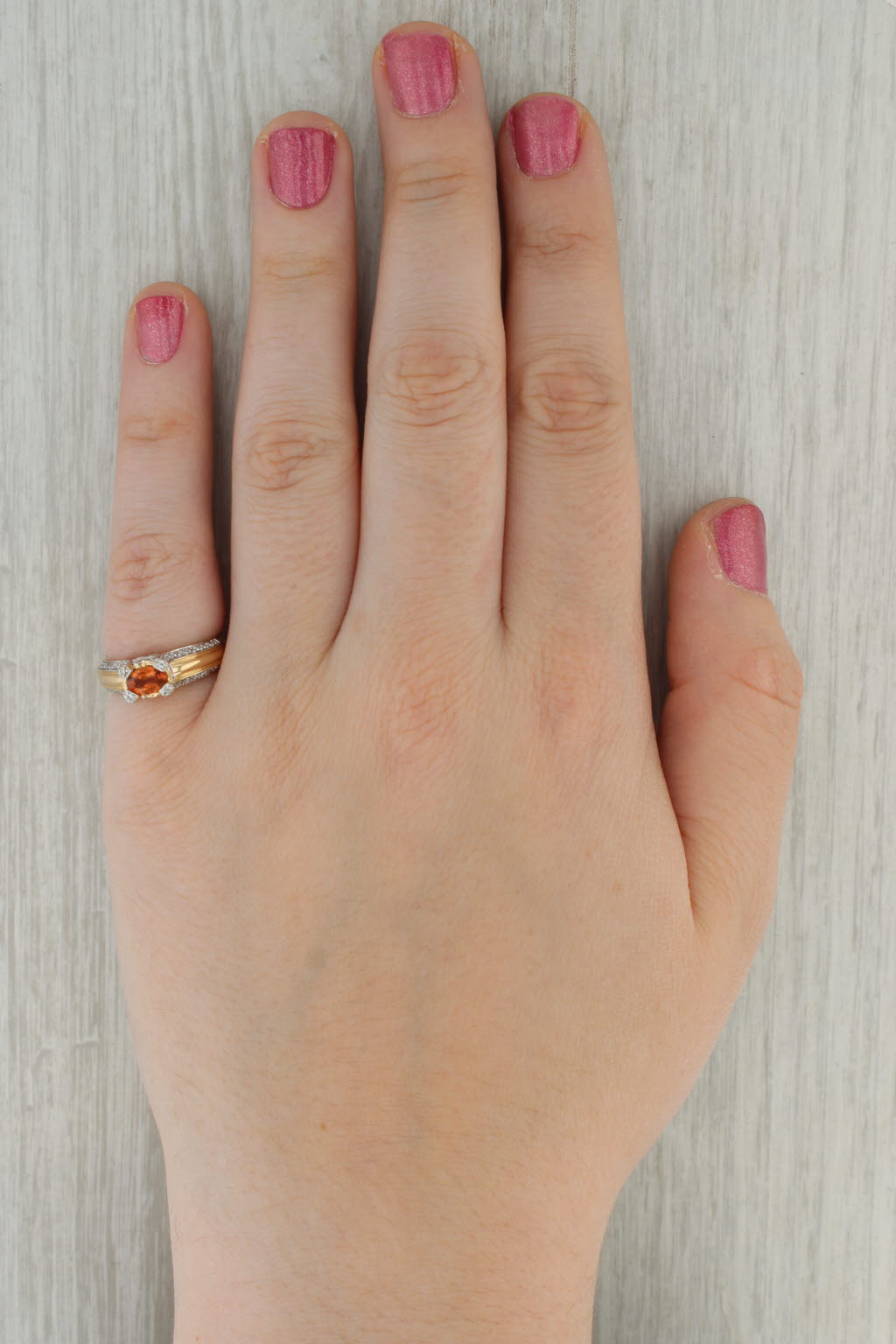 0.82ctw Spessartite Orange Garnet Diamond Ring 14k Yellow Gold Size 6