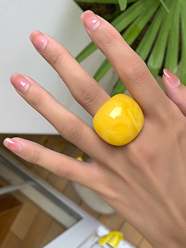 Solid Color Geometric Resin Rings Accessories