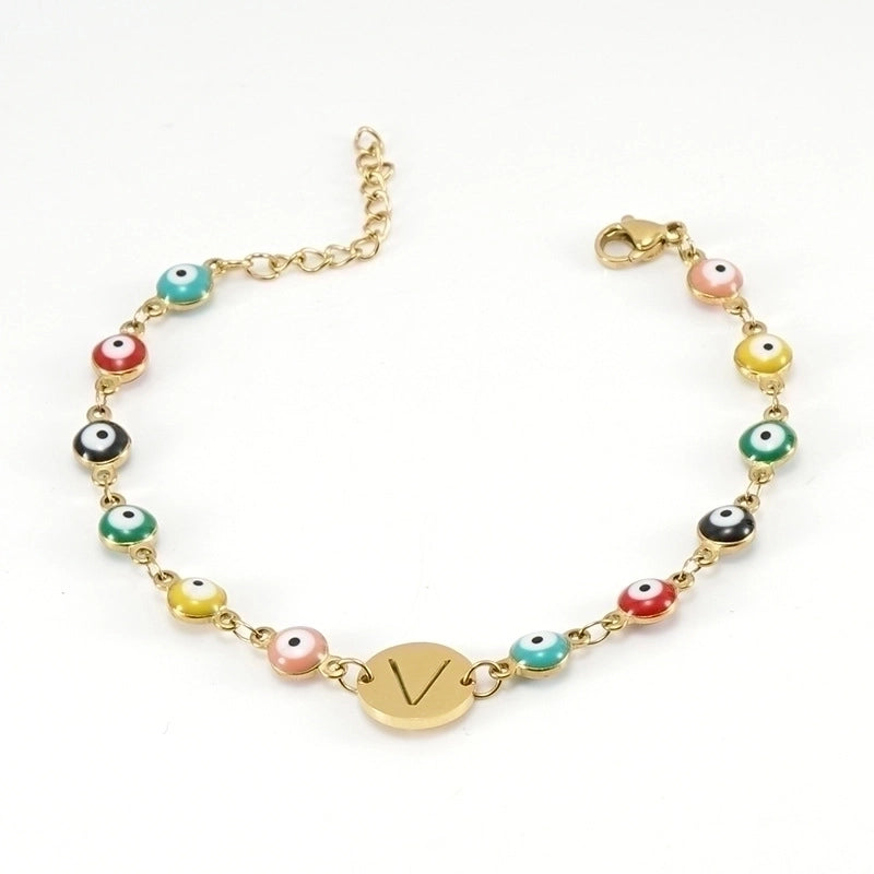 Fashion Letter Eye 304 Stainless Steel 18K Gold Plated Stainless Steel Bracelets In Bulk