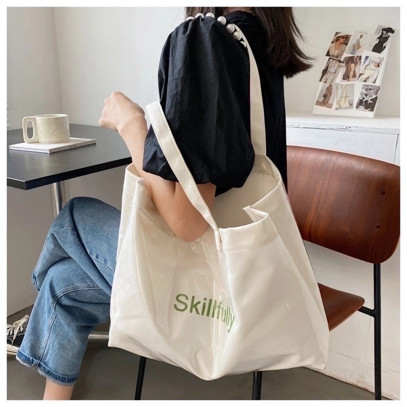 Women's Medium Canvas Letter Classic Style Magnetic Buckle Underarm Bag