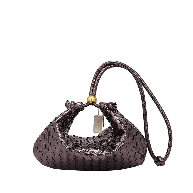 Women's Medium Pu Leather Solid Color Lingge Streetwear Dumpling Shape Zipper Crossbody Bag
