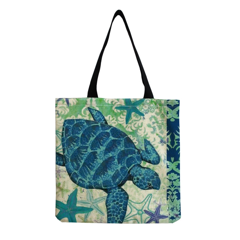 Women's Medium Linen Animal Beach Square Open Shopping Bags