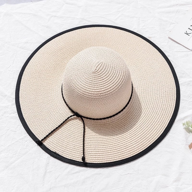 Women's Basic Pastoral Solid Color Big Eaves Straw Hat