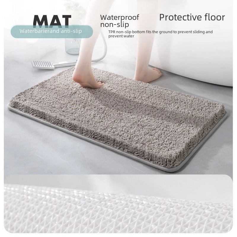 Household Bathroom Door Mat Solid Color Simple Bathroom Absorbent Non-Slip Mat Spot Thickened Fiber Floor Mat