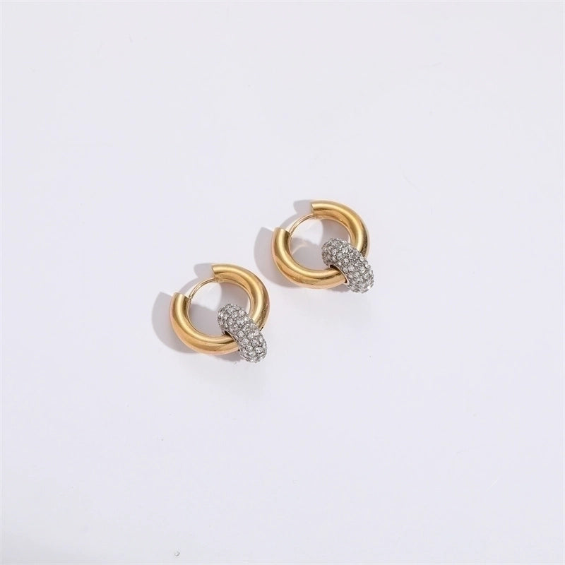 1 Pair Elegant Circle Plating Inlay Copper Zircon 14K Gold Plated Earrings