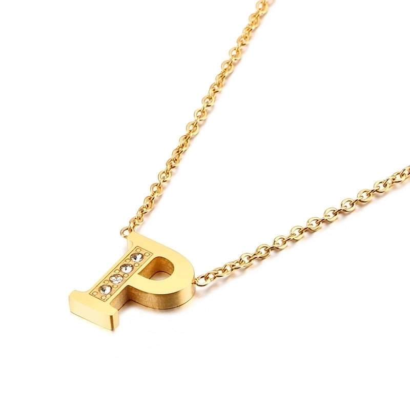 Letter Titanium Steel 18K Gold Plated Necklace