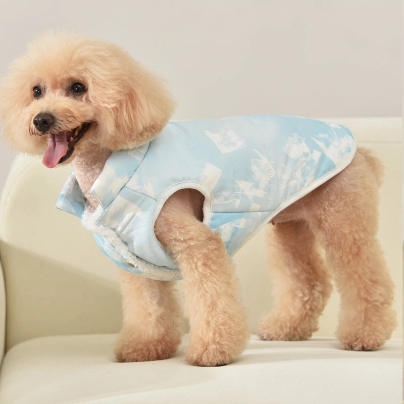 Autumn And Winter Pet Clothes With Velvet Padded Cotton-padded Jacket Teddy Bear Small And Medium-sized Dog Cotton-padded Jacket Warm Waterproof Vest