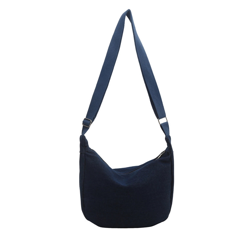 Women's Canvas Solid Color Preppy Style Square Zipper Shoulder Bag Crossbody Bag