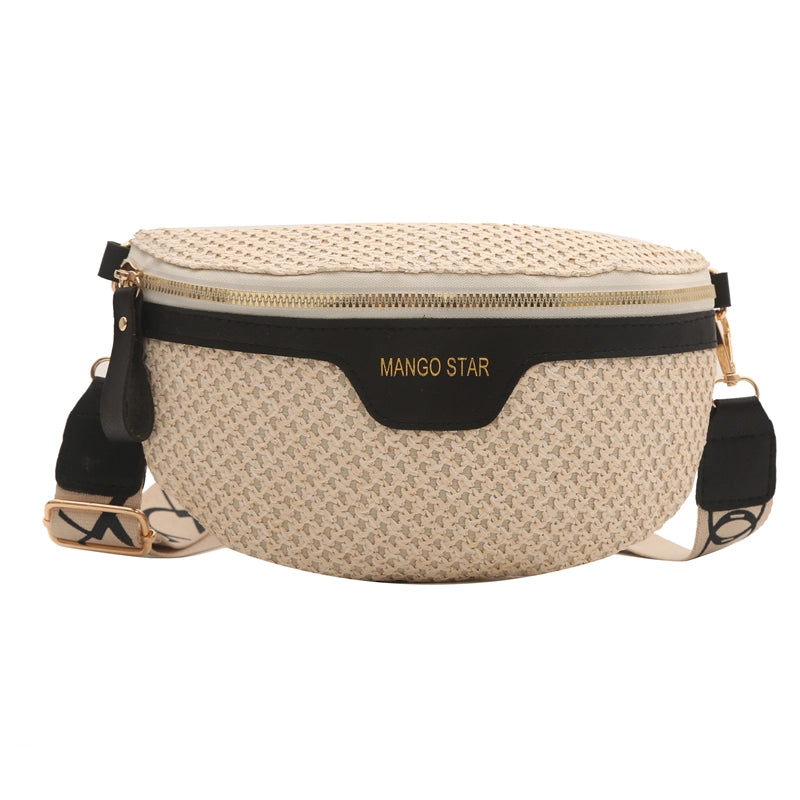 Women's Vacation Solid Color Straw Waist Bags
