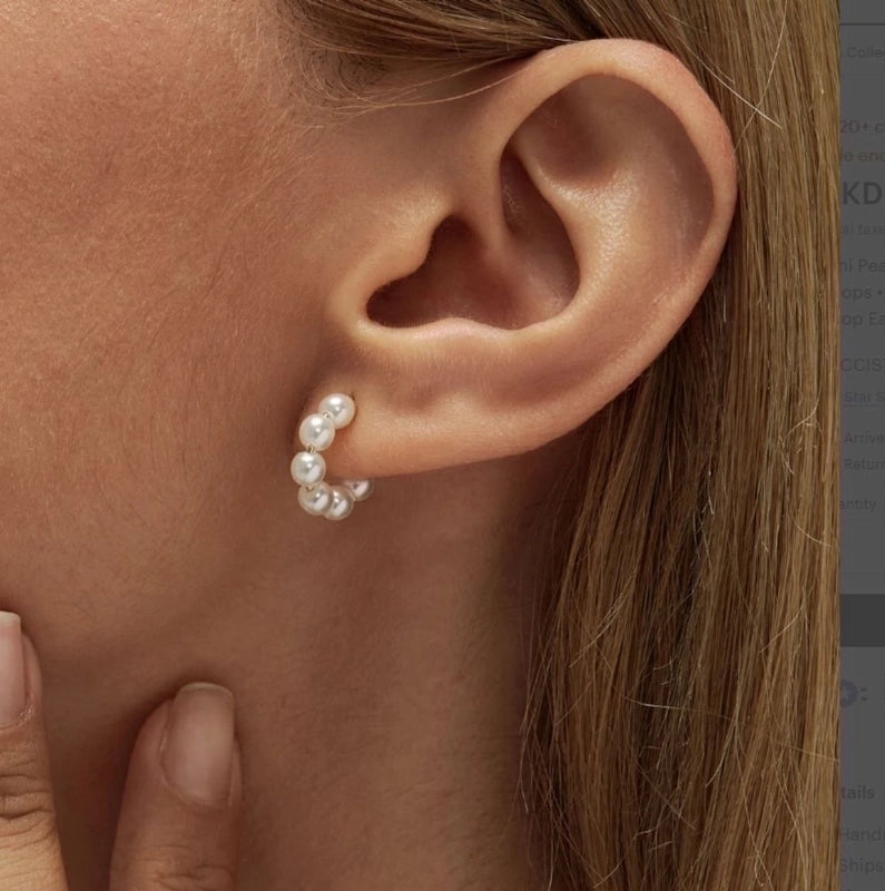 1 Pair Lady C Shape Beaded Inlay 304 Stainless Steel Artificial Pearls Earrings
