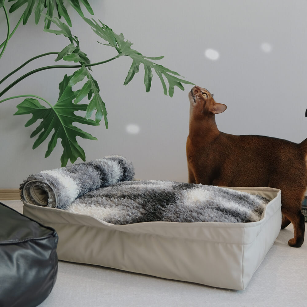 Multifunctional Faux Lambswool & Leather Pet Nest Dog Bed