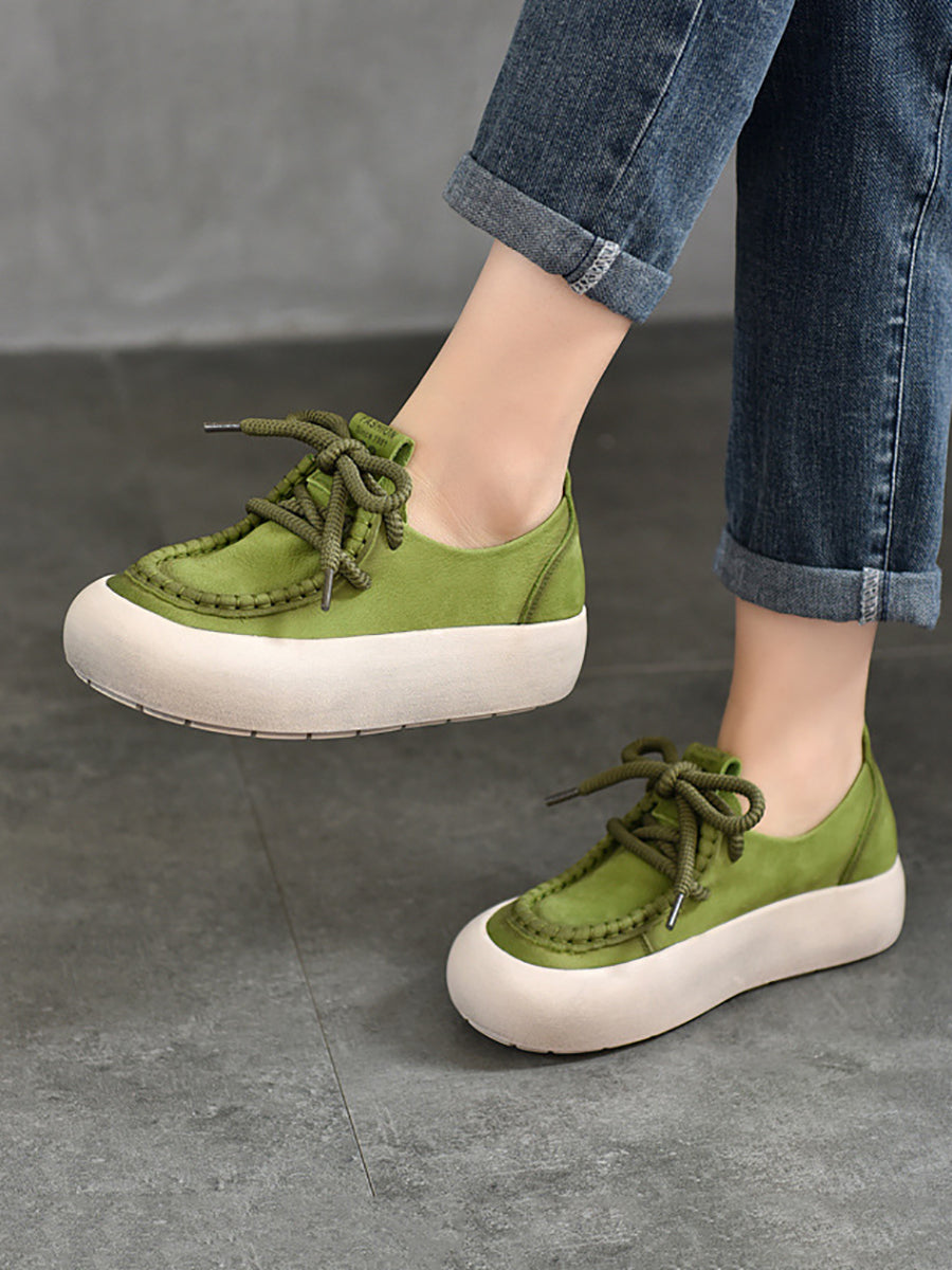 Women Summer Leather Spliced Strap Platform Shoes