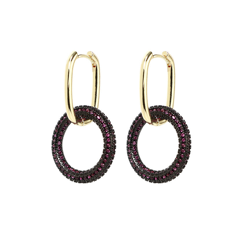 Minimalist Elegant Women Star Hollow Geometric Metal Geometric Zircon Earrings