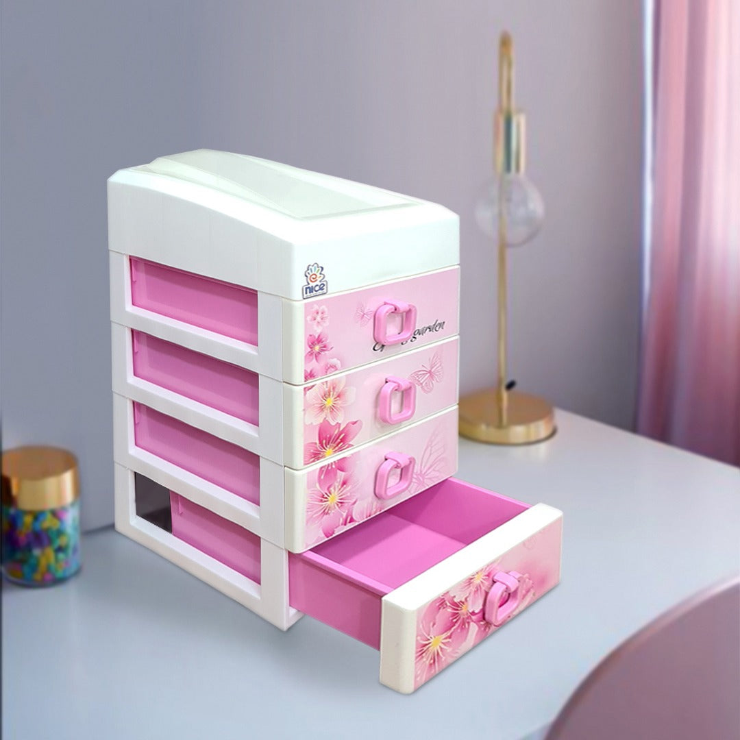 Pink Plastic Drawers Box
