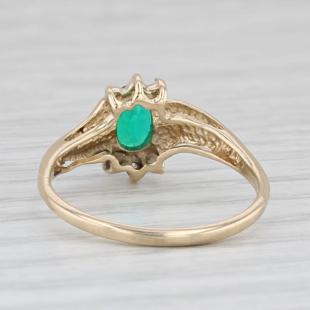 0.70ct Oval Lab Created Emerald Diamond Ring 10k Yellow Gold Size 7
