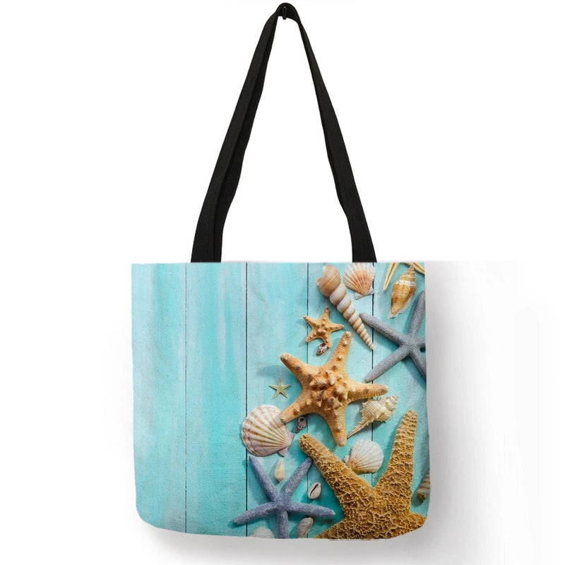 Women's Medium Polyester Underwater World Vacation Beach Square Open Tote Bag