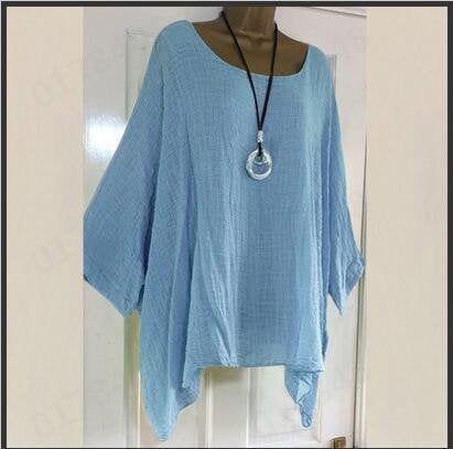 Fashion solid color round neck irregular shirt