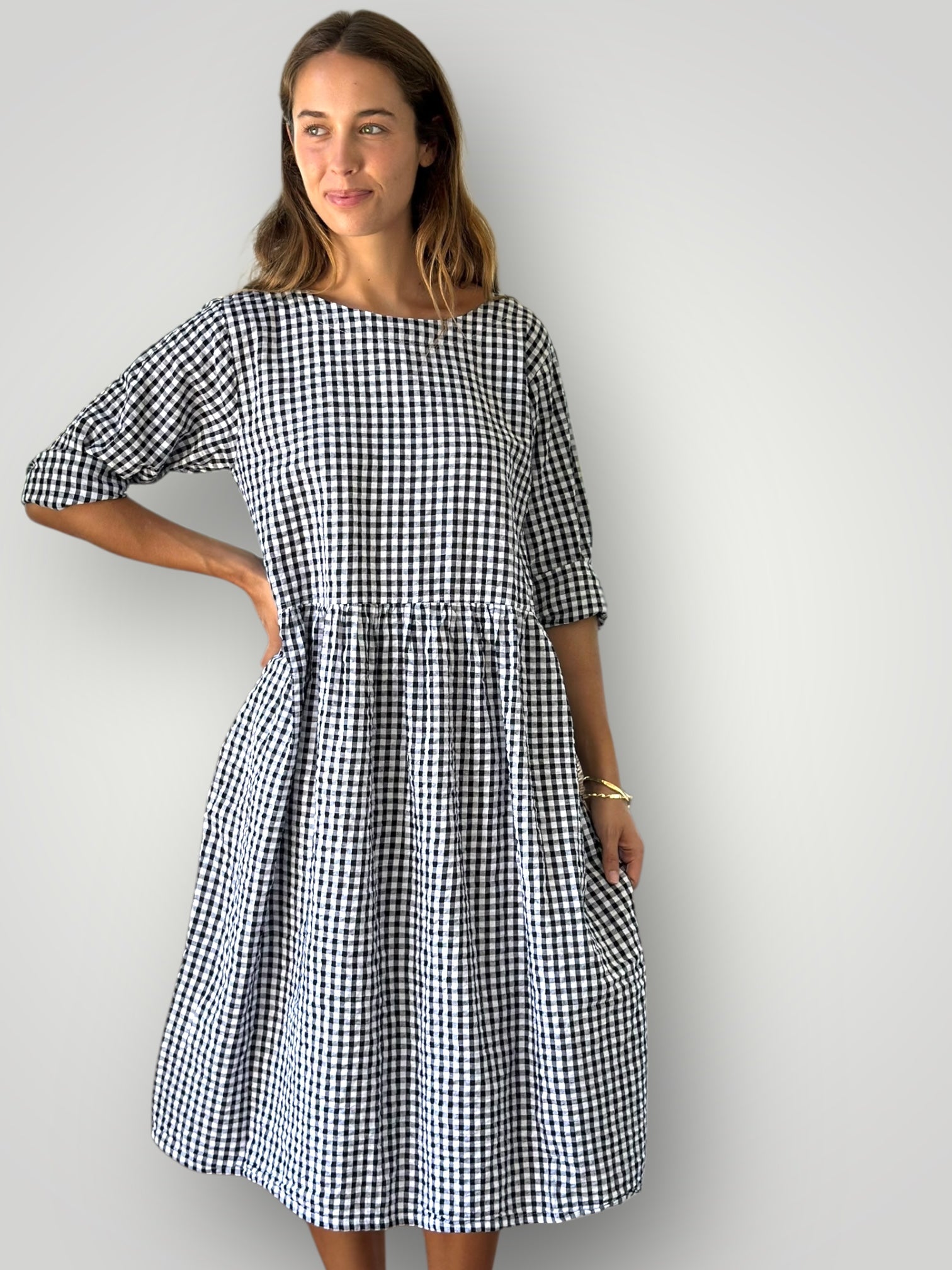 april dress - black  gingham